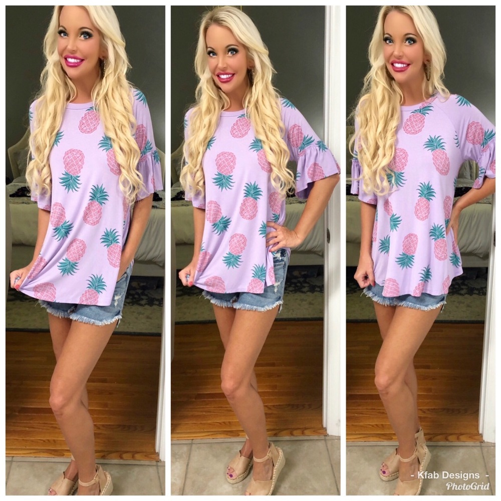 💖LAST 1! Lavender Ruffled Pineapple 🍍 Tunic! - Picture 3 of 3
